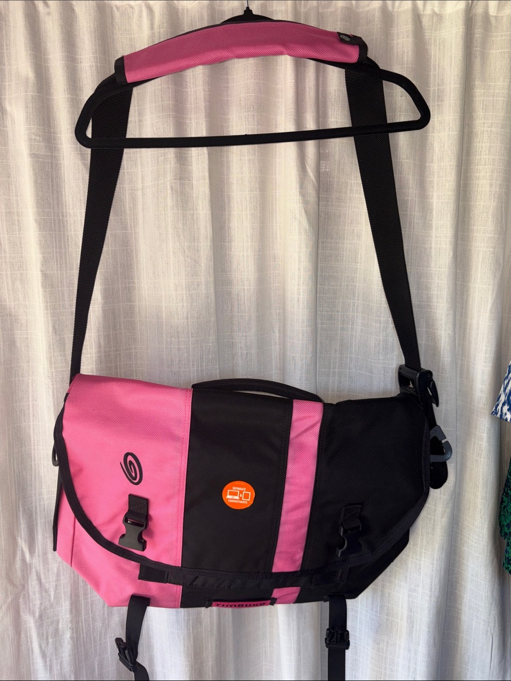 Timbuk2 Pink & Black Messenger Bag with Adjustable Strap